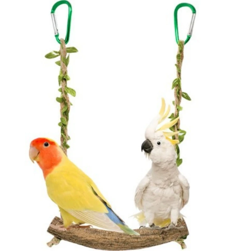 Parrot Stand Swing Toy Wood Perch Resistant Puzzle Fitness Bird Perch Stand