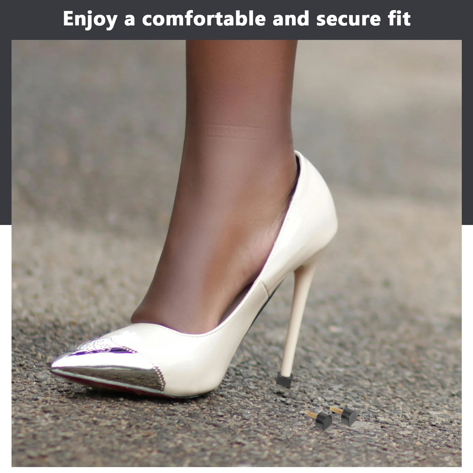 

4Pairs High Heel Replacement Tips Non Slip Surface Comfortable Quiet Wear Sturdy Heel Caps for Shoe Repair Women