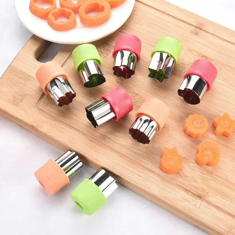 3/12Pcs Star Heart Shape Vegetables Cutter Plastic Handle Portable Cook Tools Stainless Steel Fruit Cutting Die Kitchen Gadgets