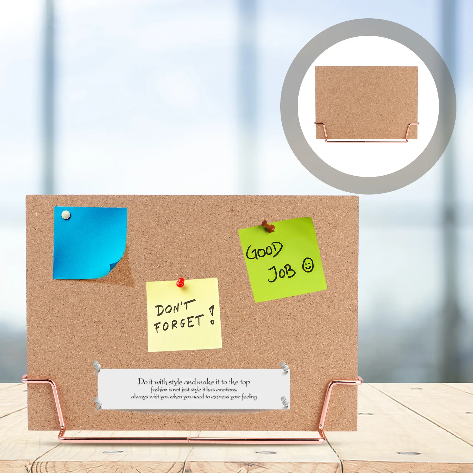 Multi Functional Bulletin Board Wooden Edge Design Rose Gold Base Message Notice Board for Home Office Classroom Use
