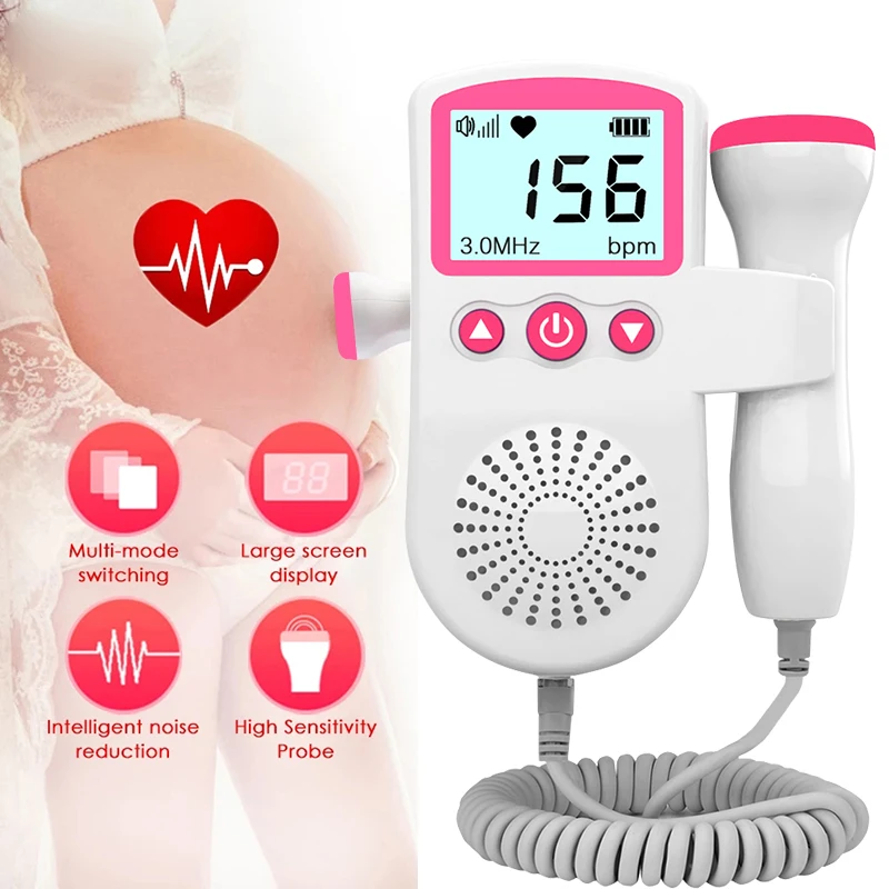 3.0MHz LCD Fetal Doppler Baby Prenatal Heart Rate Detector Home Sonar Doppler Stethoscope Pregnant