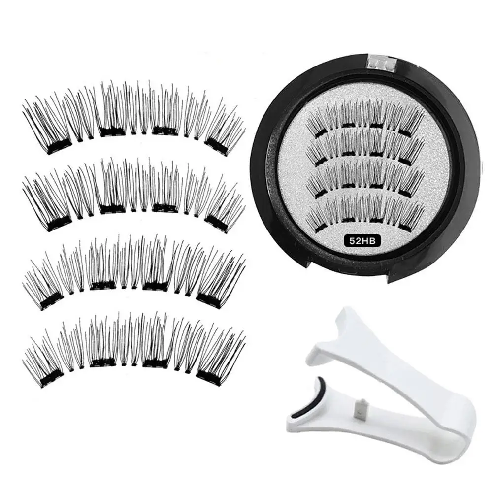 2pairs/box 3d Magnetic False Eyelashes Reusable Magnet Eyelashes Easy With Wear Supplies To Applicator Eyelash Makeup W3t2