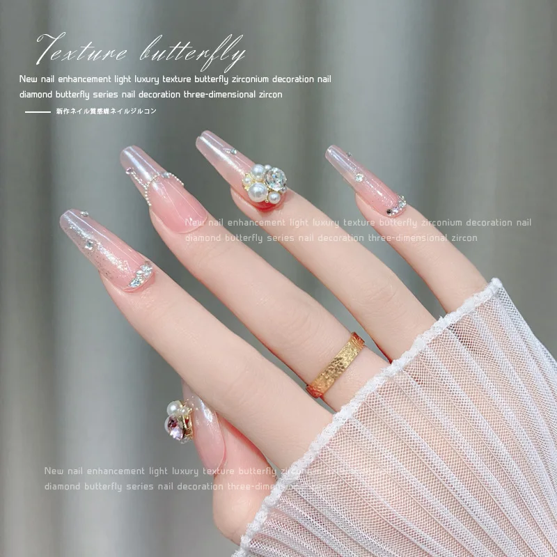 10pcs Crystal Piled Diamond Inlaid Pearl 3D Nail Art jewelry Shiny Luxury Pile Drill Charm DIY Manicure Accessories