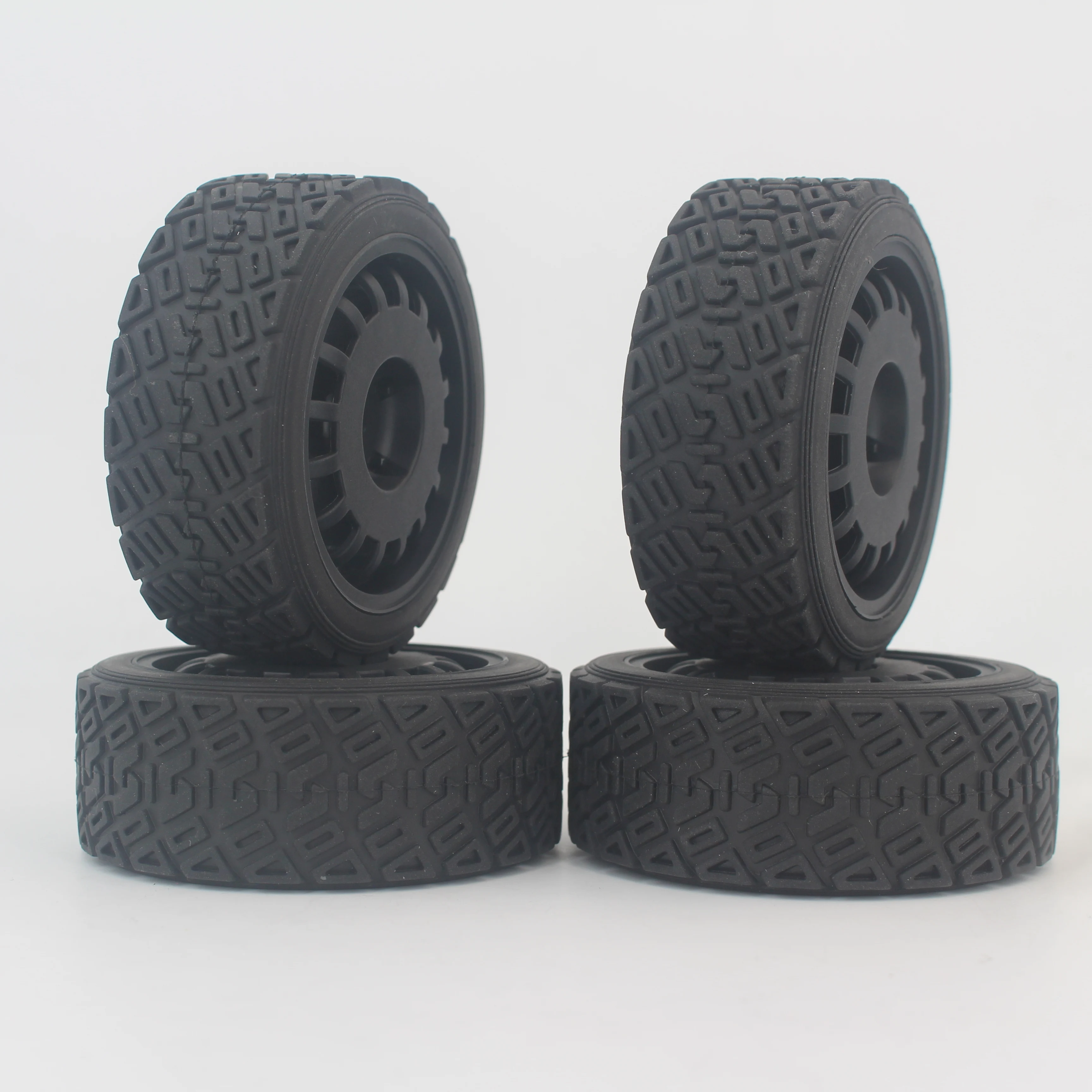 4pcs 1/10 Soft Rubber Tire Touring Car Tire 1/10 Rally Tire BD16S 0mm Offset Nylon Rim For  HSP HPI Kyosho Sakura Tamiya Yokomo