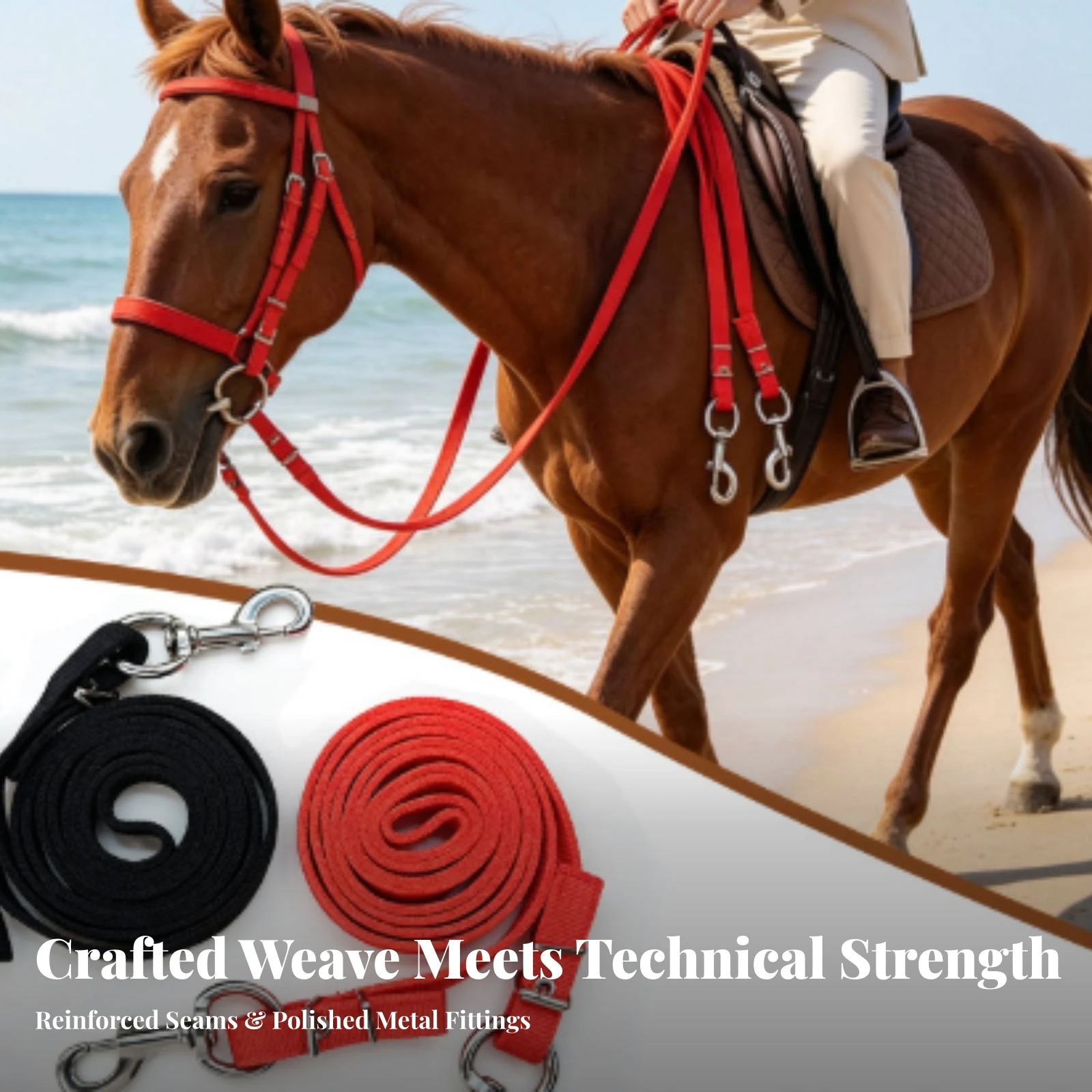 Nylon Reins Comfortable Reins with Snap Hooks Tack Long-Lasting Thickened for Equestrians, Equestrian Riding, Schooling