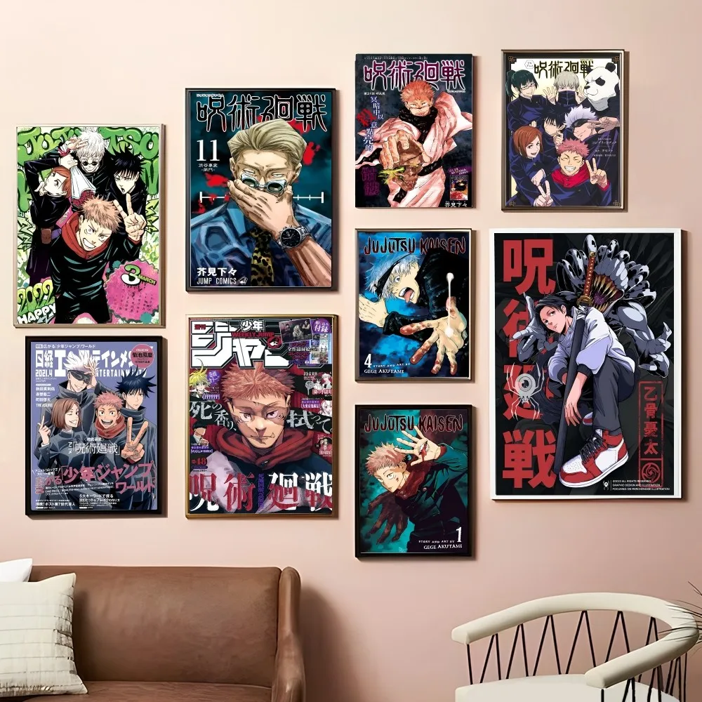 Jujutsu Kaisen Anime Classic Vintage Posters Decoracion Painting Wall Art White Kraft Paper Kawaii Room Decor