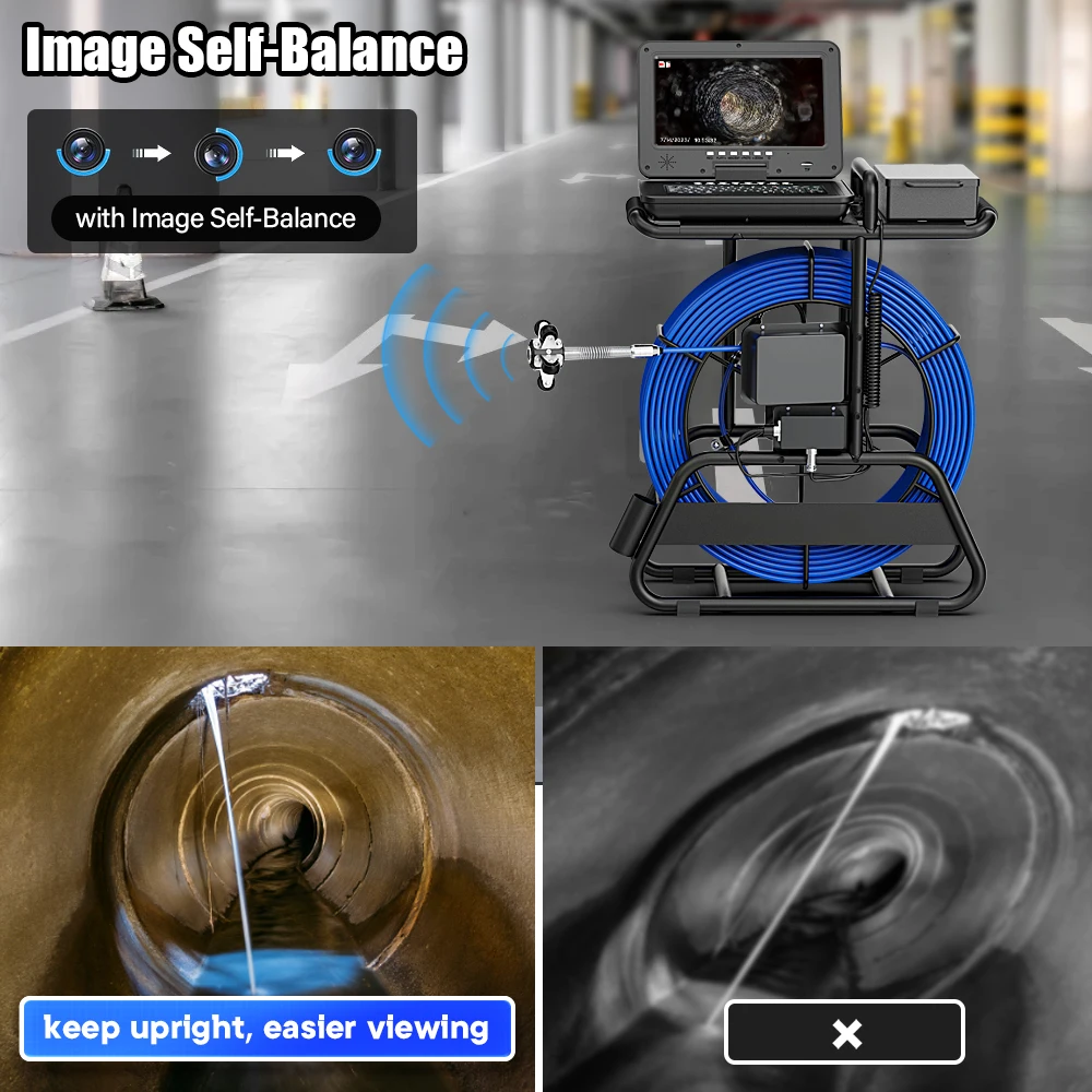 

Sewer Pipe Inspection 23MM with Locator Meter Counter 1080P 512HZ Self Leveling Piping Drain Industrial 100M