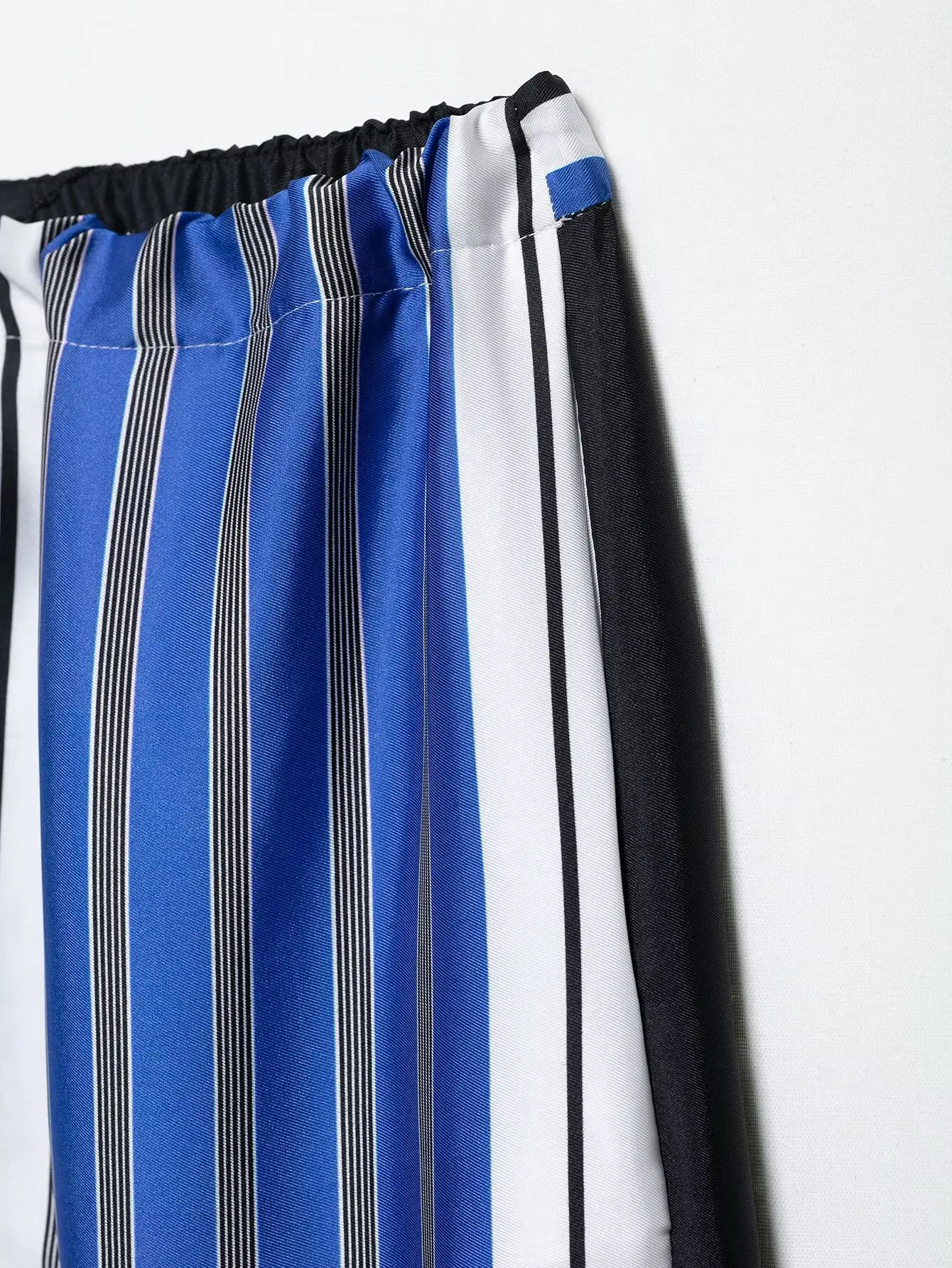 PB&ZA レディース 伸縮性ウエスト ドローストリング ストライプ ワイドレッグ パンツ 夏用 トレンディで快適なデザイン