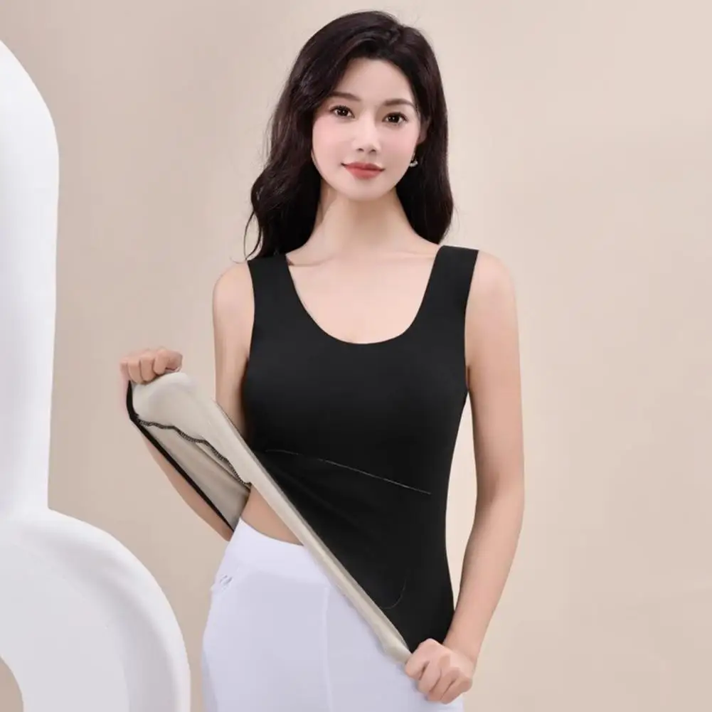 Seamless Fleece Vest Women's Seamless Thermal Vest with Plush Lining Slim Fit Design for Fall Winter V Neck Sleeveless for Extra