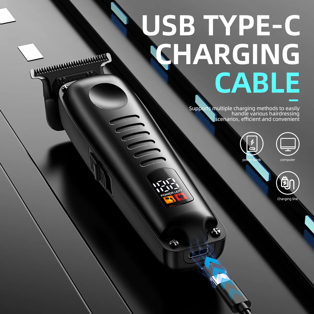 KIKIDO Hair Clipper Professional Hair Trimmer Adjustable Barber Rechargeable Hair Cutting Machine 6200 RPM Trimmer for Men KK505