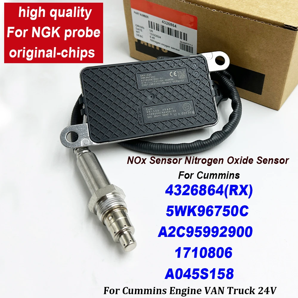 4326864 5WK96750C HighQuality A045S158 For NGK Probe A2C95992900 Nitrogen Oxygen NoxSensor 2872943 1710806 for Cummins 24V Truck