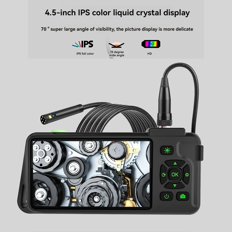 กล้องตรวจสอบ 4.5 นิ้วพร้อมแสง 1080P HD Borescope กล้อง IP67 กันน้ํางูท่อระบายน้ํากล้อง 7.9 มม.