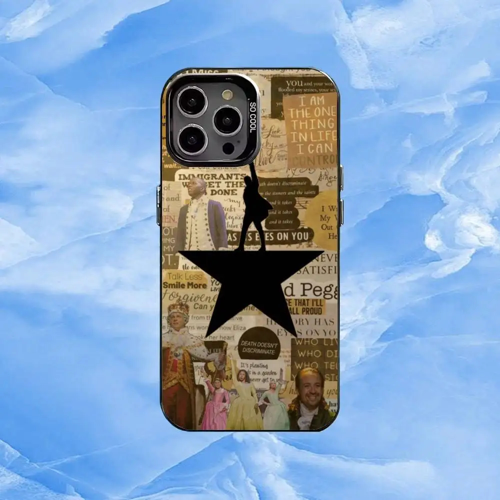 Custodia per telefono Hamilton M-Musical L-Lyrics per iPhone17,16,15,14,13,12,11 Plus,Pro Max Custodia per telefono Black Candy Silver