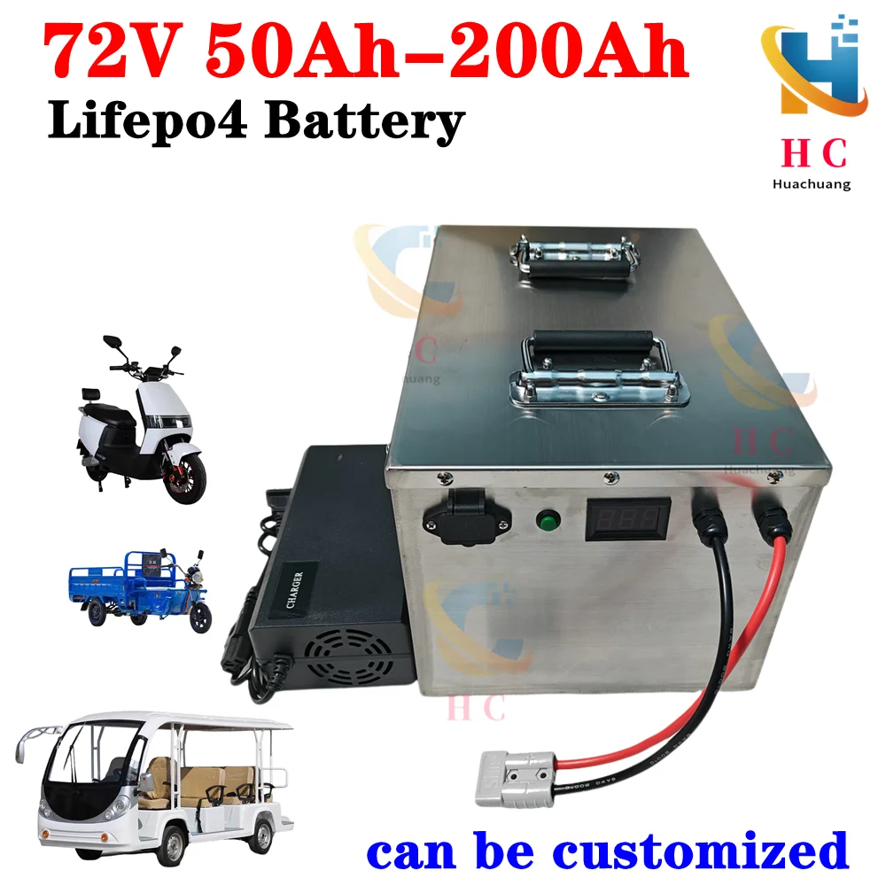 Lifepo4 72V 50Ah 60Ah 70Ah 80Ah 100Ah 150Ah 180Ah 200Ah Lithium Battery for Scooter Motorcycle Tricycle Electric Four-Wheels Car