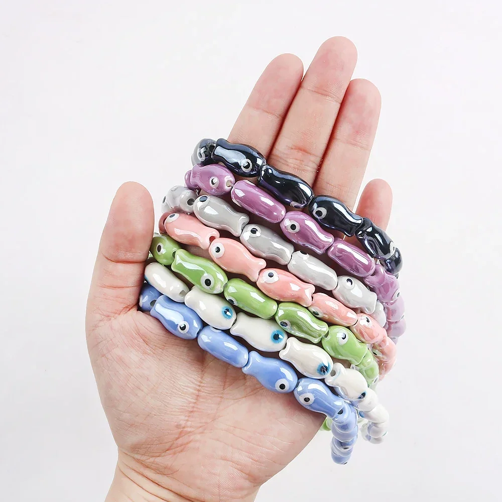 5 قطعة الخرز الأسماك الصغيرة الرجعية سحر السيراميك فاصل فضفاض الخرز لصنع المجوهرات الحرف اليدوية سوار ذاتي الصنع إكسسوارات