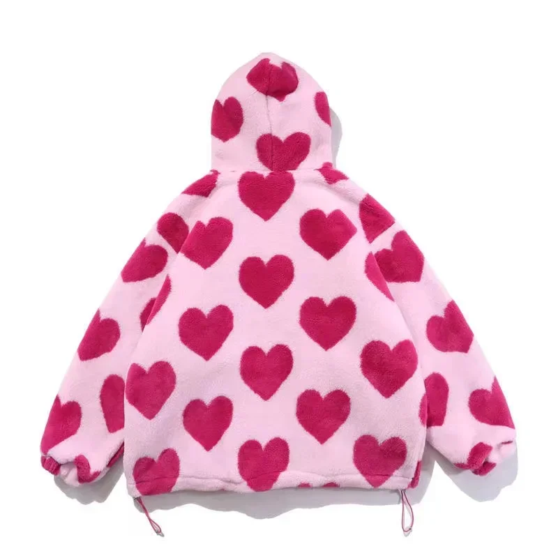 Chaqueta de piel sintética de conejo para mujer, chaqueta de felpa de amor, ropa holgada con capucha gruesa acolchada de algodón, otoño e invierno, 2023