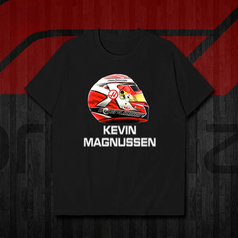 Formula 1 Haas driver Magnussen helmet short sleeve T-shirt men's and women's Summer 0001 set no boundaries