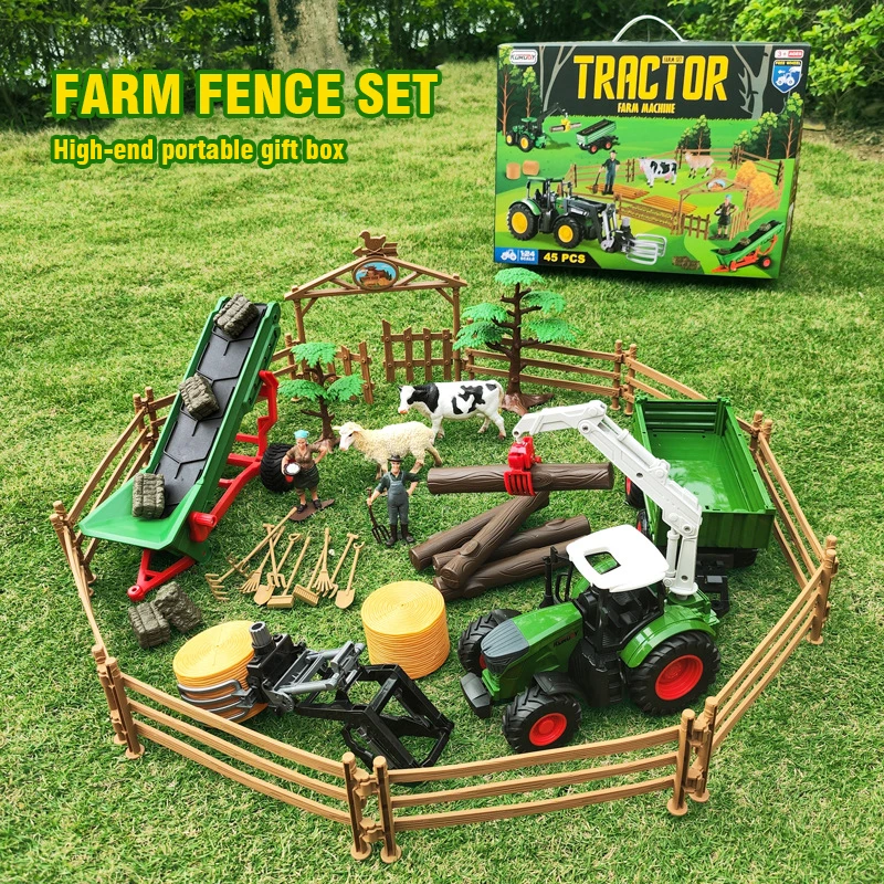 Farmer Car Set with Gift Box Diy Assembly Accessories 1:24 Model Transport Car Engineering Truck Kids Toys for Children\'s Gifts