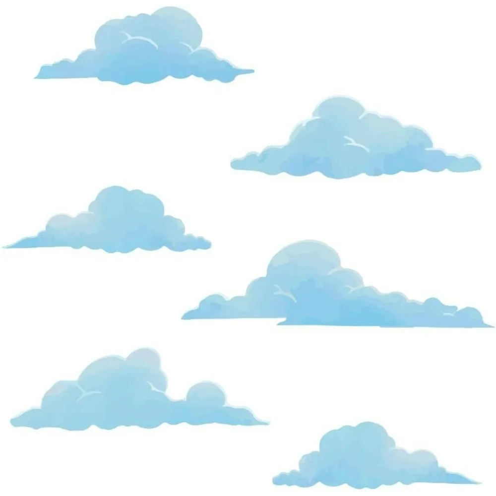 Blue Clouds Wall Stickers Decor Watercolor Clouds Kids Wall Decals Peel and Stick Removable Vinyl Decal DIY Home Decor Clouds