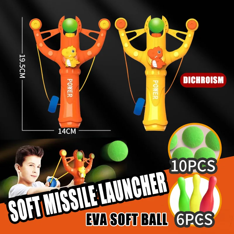 Creative Dinosaur Slingshot Children's Toys Cartoon Soft Bullet Launcher Parent-child Outdoor Sports Shooting Kids Birthday Gift