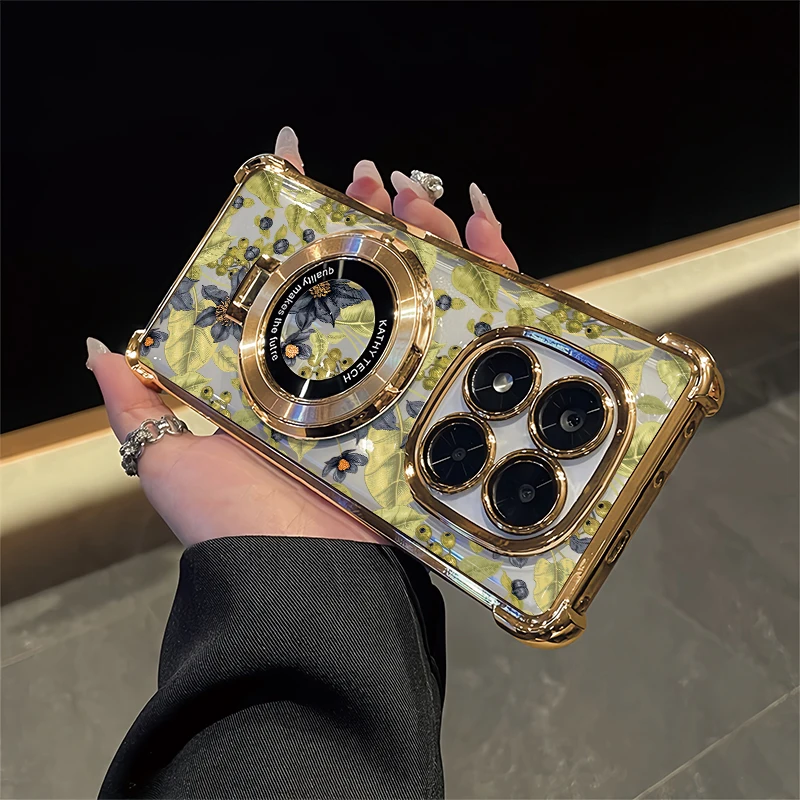 

Silicone Soft Phone Case For Vivo IQOO T1 5G Z10X Shockproof Bracket Cover For Vivo U1X T1X 4G Leaves Flower Print Fundas