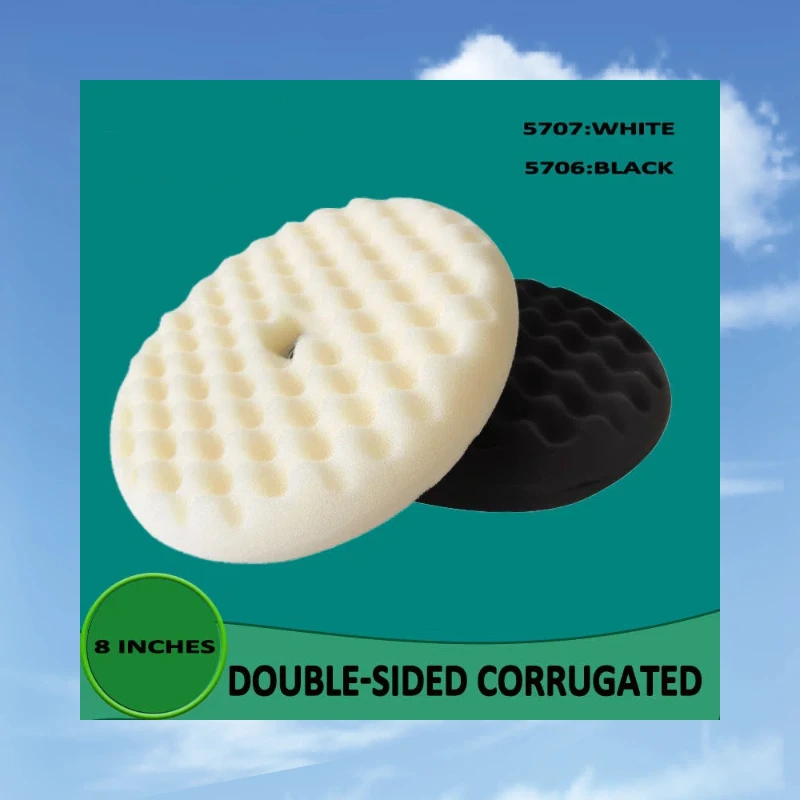 8 Inch Double Sided Wave Polishing Pad 5706/5707 Black White Car Waxing Sponge Disc Coarse Buffing Wheel Auto Polish Tools