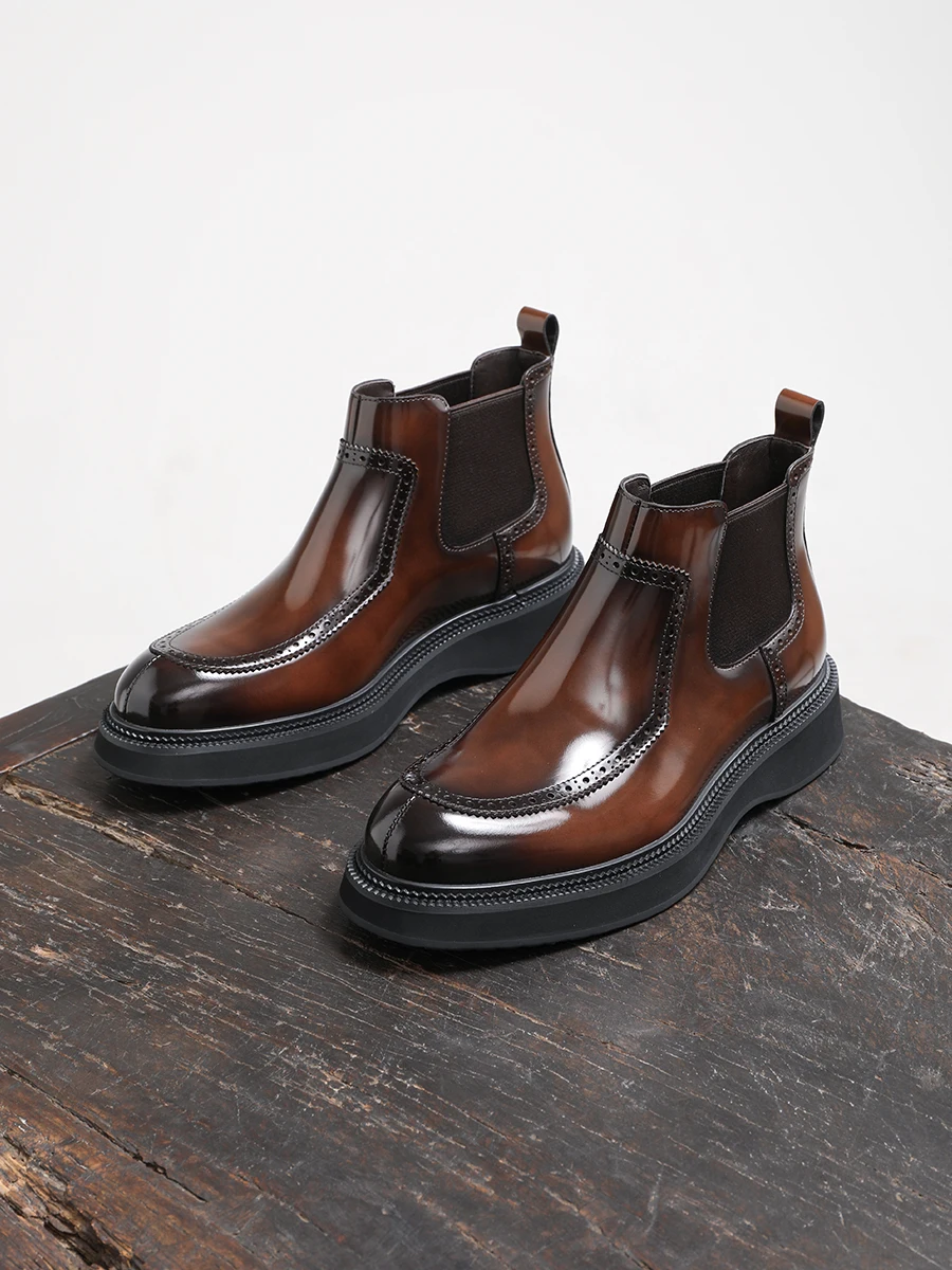 

Autumn and Winter New High-end Leather Men's Boots, Business Handmade High-top Short Boots Trendy Fashion Men's Shoes