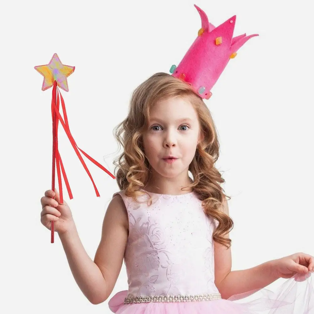 5 Pcs Pentagram Fairy Kids Clothes Girl Performance Cosplay Favor Tassel Stick Clothing Star Party Prop Ab