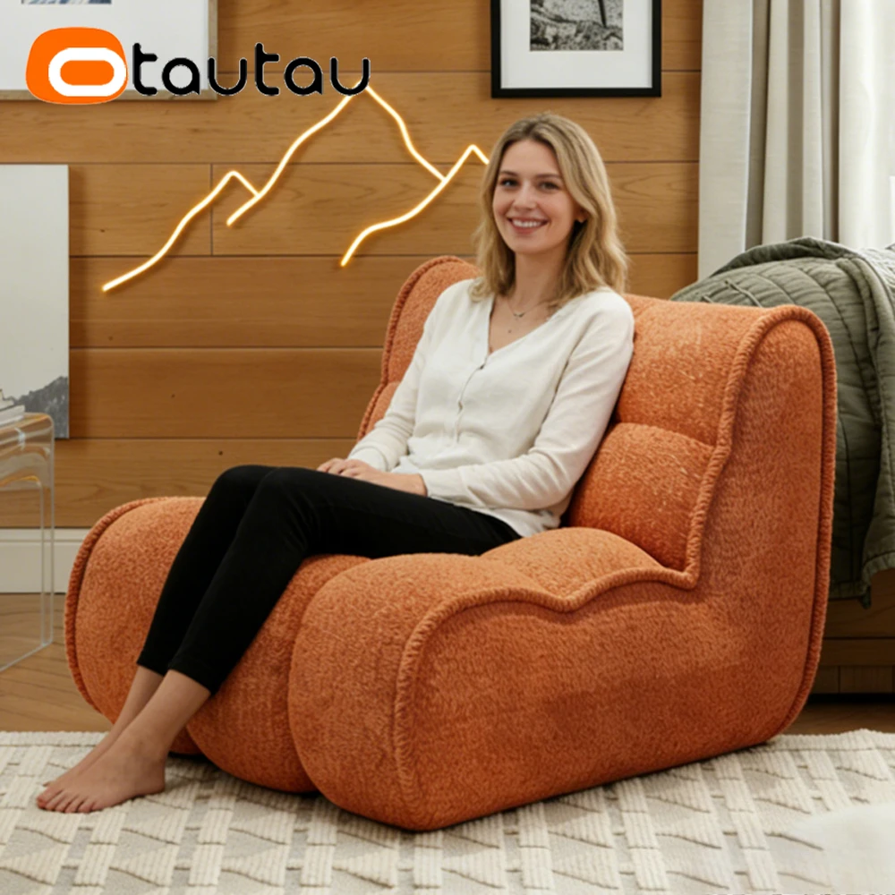 OTAUTAU Bean Bag Lounger Cover Thick Soft Flocking Pouf Chaise Lounge Beanbag Cover SF630【No Filler!Please Buy Filler Yourself!】