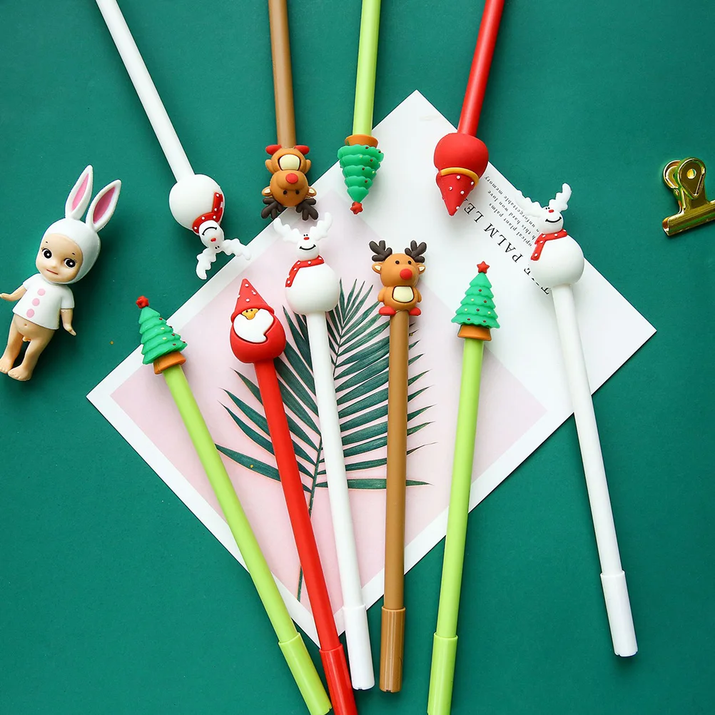 

6Pcs Christmas Writing Pens Black Ink Lovely Gel Pens Cartoon Elements School Office Supplies Students Stationery Party Gifts