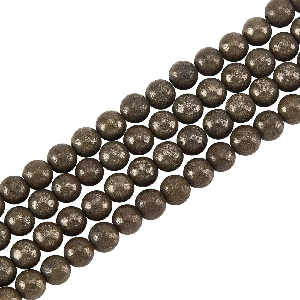 200pcs 4mm Natural Pyrite Beads Natural Stone Round Loose Bead Stone Gemstone Energy Healing Beads for Bracelet Necklace