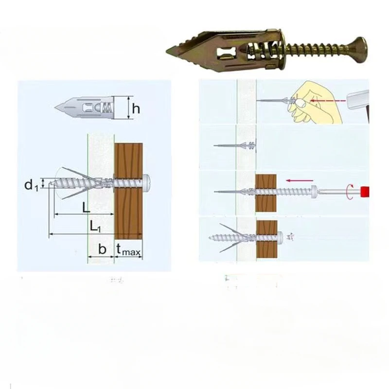10/20/40/50/100pcs Self-Tapping สกรูขยาย Drywall Anchor Kit Cavity Plug Dowel Fixing ชุดเครื่องมือ DIY สําหรับยิปซั่มบอร์ด