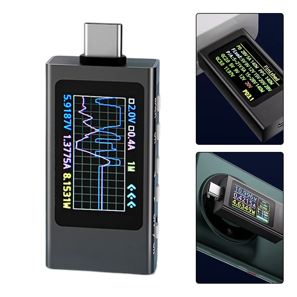 Ripple Tester USB Tester For Fast Charge Testing 54.96*24.45*11.15mm Automatic Protocol Testing Device Metal Shell