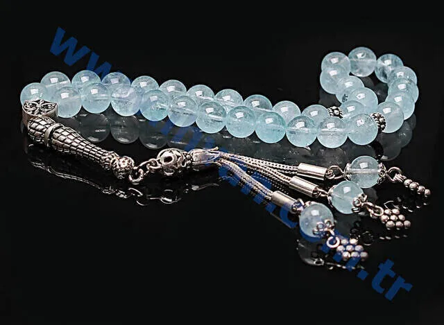 IQRAH Blue Topaz Stone Rosary (925 carat Silver 7mm)