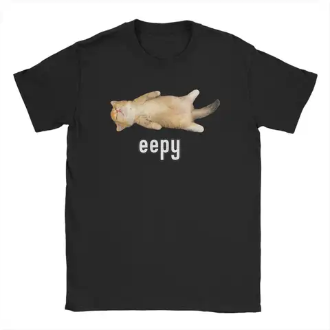 2025 T-Shirt Eepy Cat Sleepy Cat Meme Awesome Tee Shirt Short Sleeve T Shirts Round Neck Clothing Gift Idea Men and Women