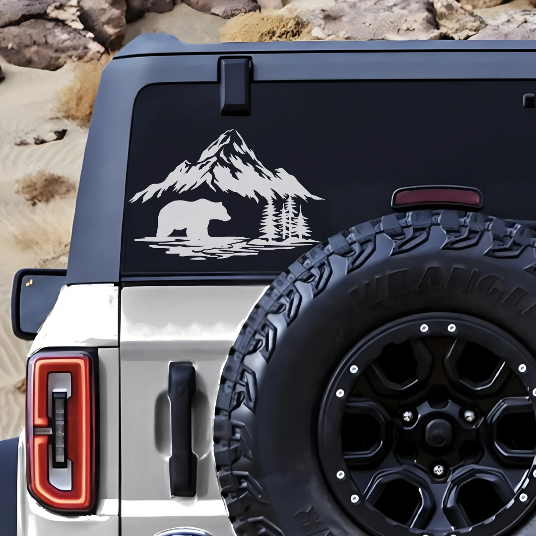 Bear Crossing Forest Adventure Pickup SUV Off-Road Car Sticker Window Glass Body Pull Flower Vinyl Decal Sticker - Image 4