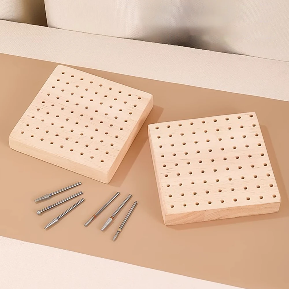 1Pcs Nail Tools 81 Hole Wooden Polishing Head Storage Board Porous Wooden Storage Rack Display Base Tool Supplies Nail Tools