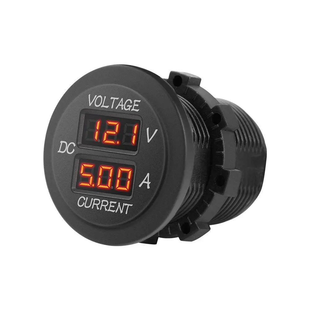 

Car Waterproof Dual Voltage VA Three Digit Round LED Panel Digital Voltmeter Ammeter Tester Monitor Display Voltmeter