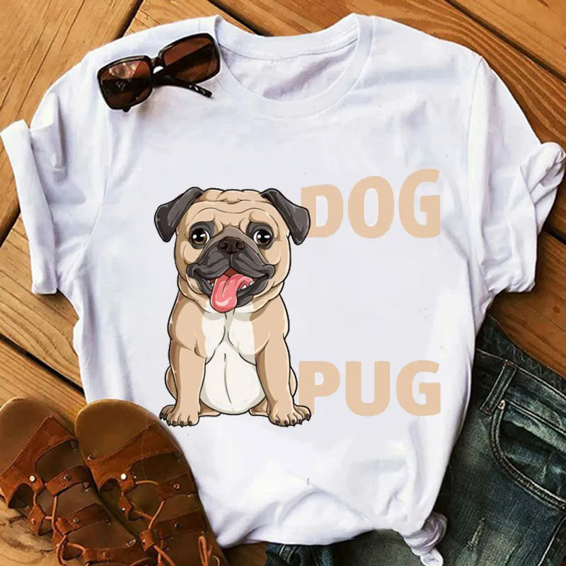 Pug dog animal print tshirt women Labrador Heart Valentines Day Gifts Dog Lovers Cute t shirt femme funny  female t-shirt