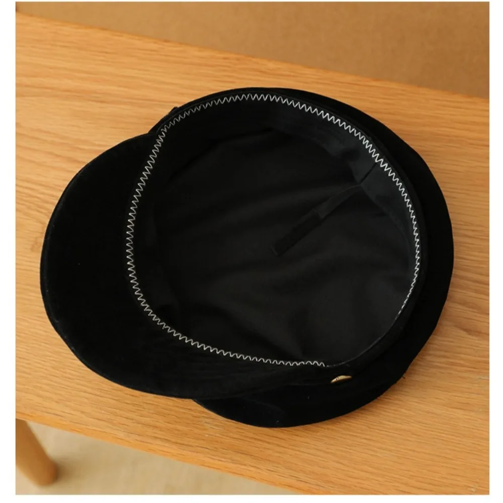 Retro Marine-Stil Wildleder Newsboy Cap für Herren und Damen – Lässige Herbst-Winter Flat-Top Maler-Mütze – Detail 7