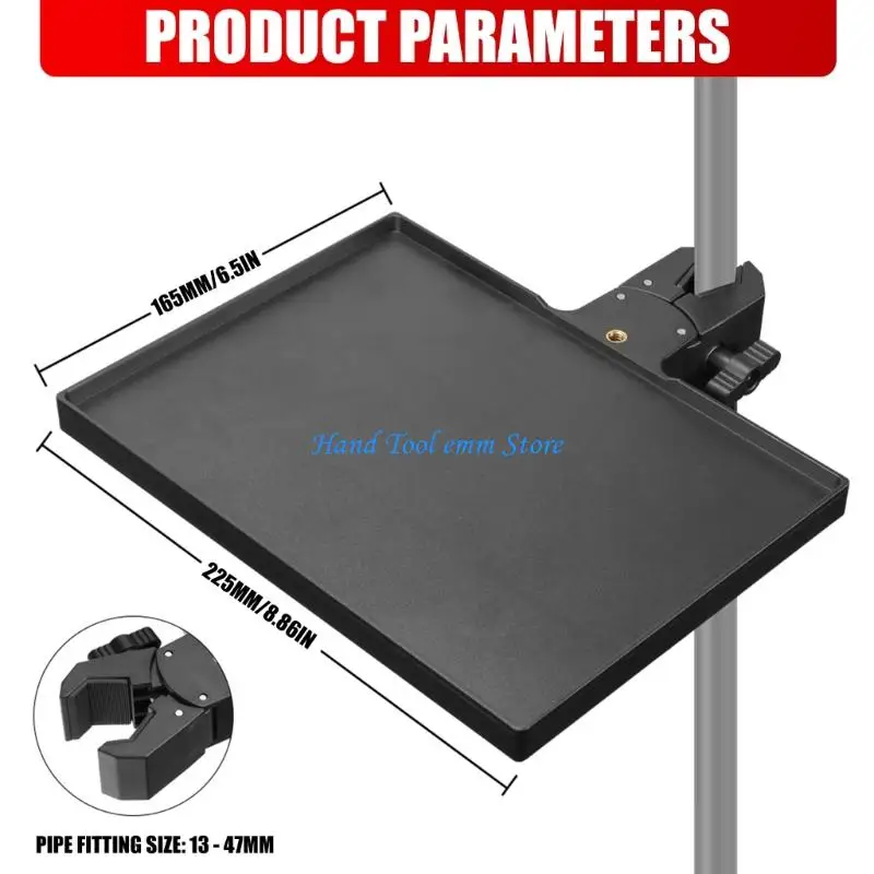 

H37F Streamlined Gear Organizers Mic Stand Tray Clamps Securely On 13-47mm Tube For Podcasting Live Streaming Recording