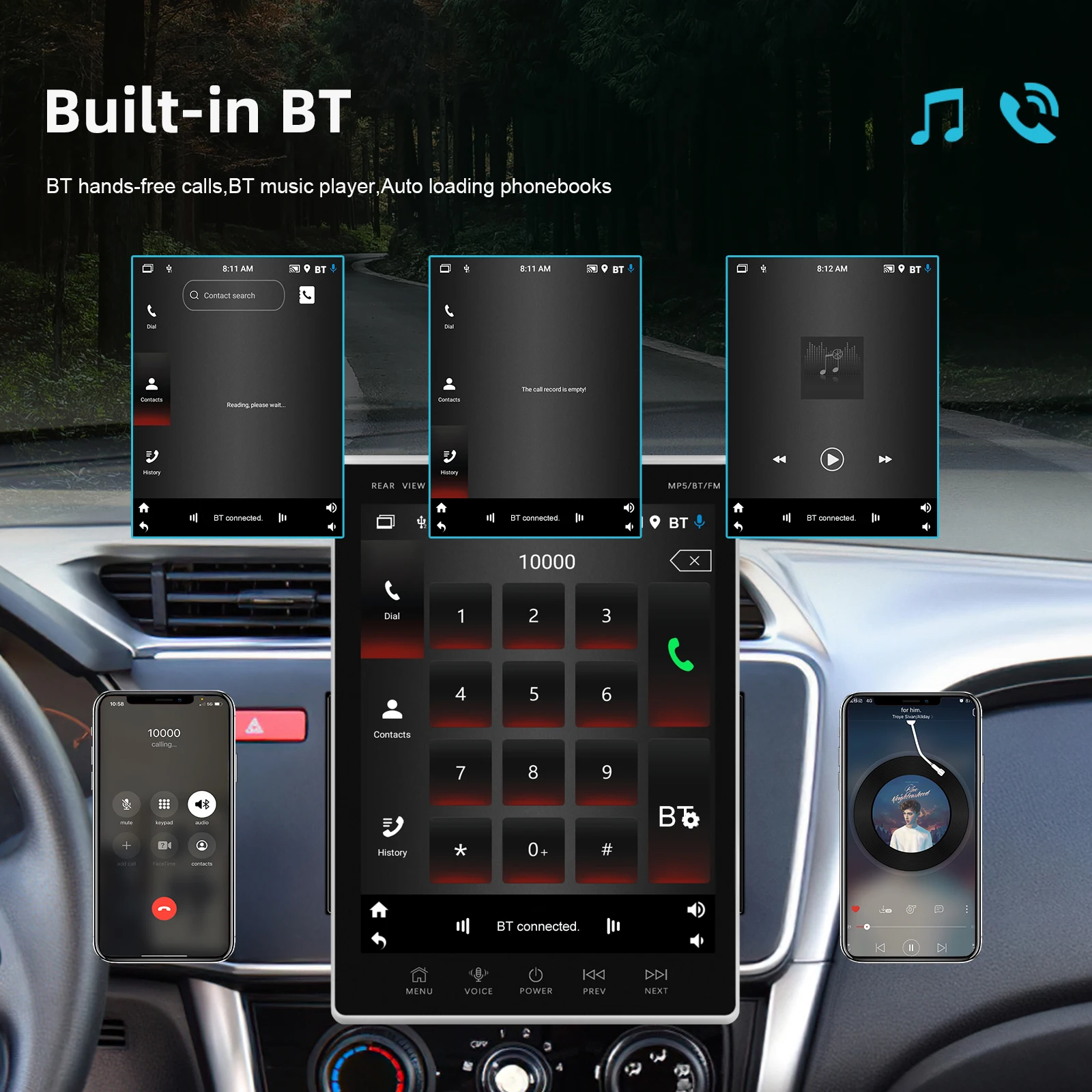 PodoNuremberg-Autoradio Android 11, CarPlay 9.5, 2 Din, Écran Vertical, Audio Stéréo, Limitation Autoradio, Lecteur Vidéo
