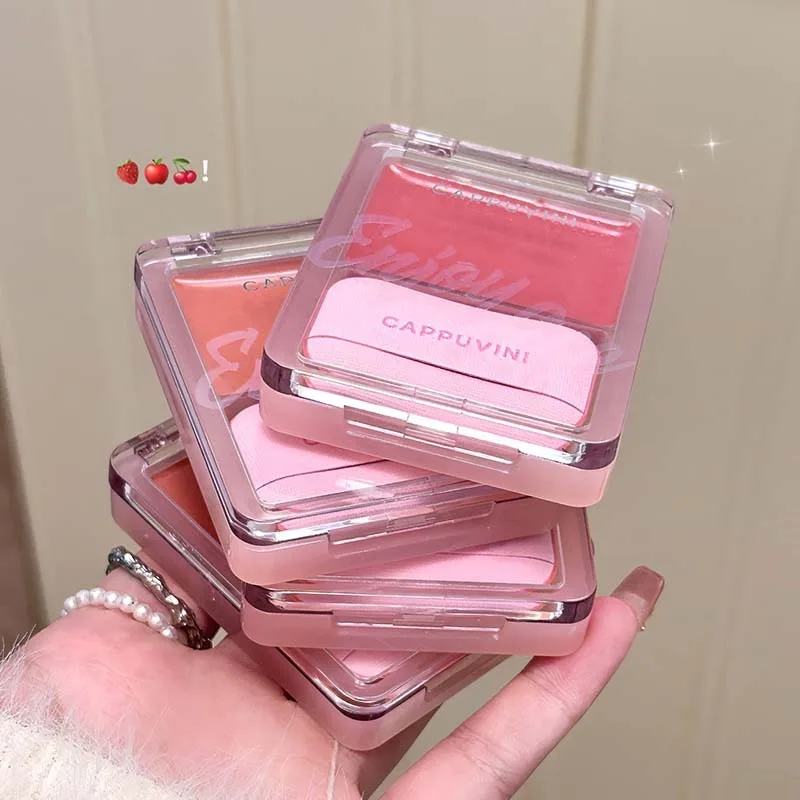 Placa de colorete rosa con esponja, brillo de agua, crema de colorete, hidratante y uniformemente pigmentado, cosmético de rubor portátil