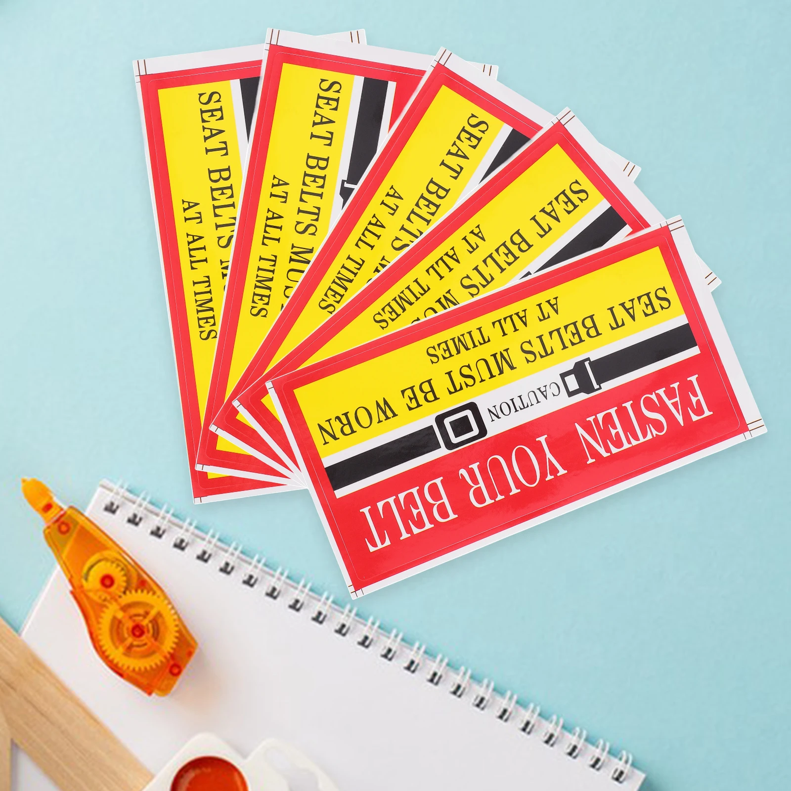 

30pcs Belt Reminder Stickers Bus Safety Fasten Labels Adhesive Round Labels Warning Signs Traffic