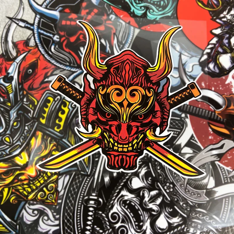 

1 шт. наклейка JDM Hannya Oni Mask Samurai, водонепроницаемая, универсальная, для мотоциклетного шлема, топливного бака, автомобильного окна, декора кузова