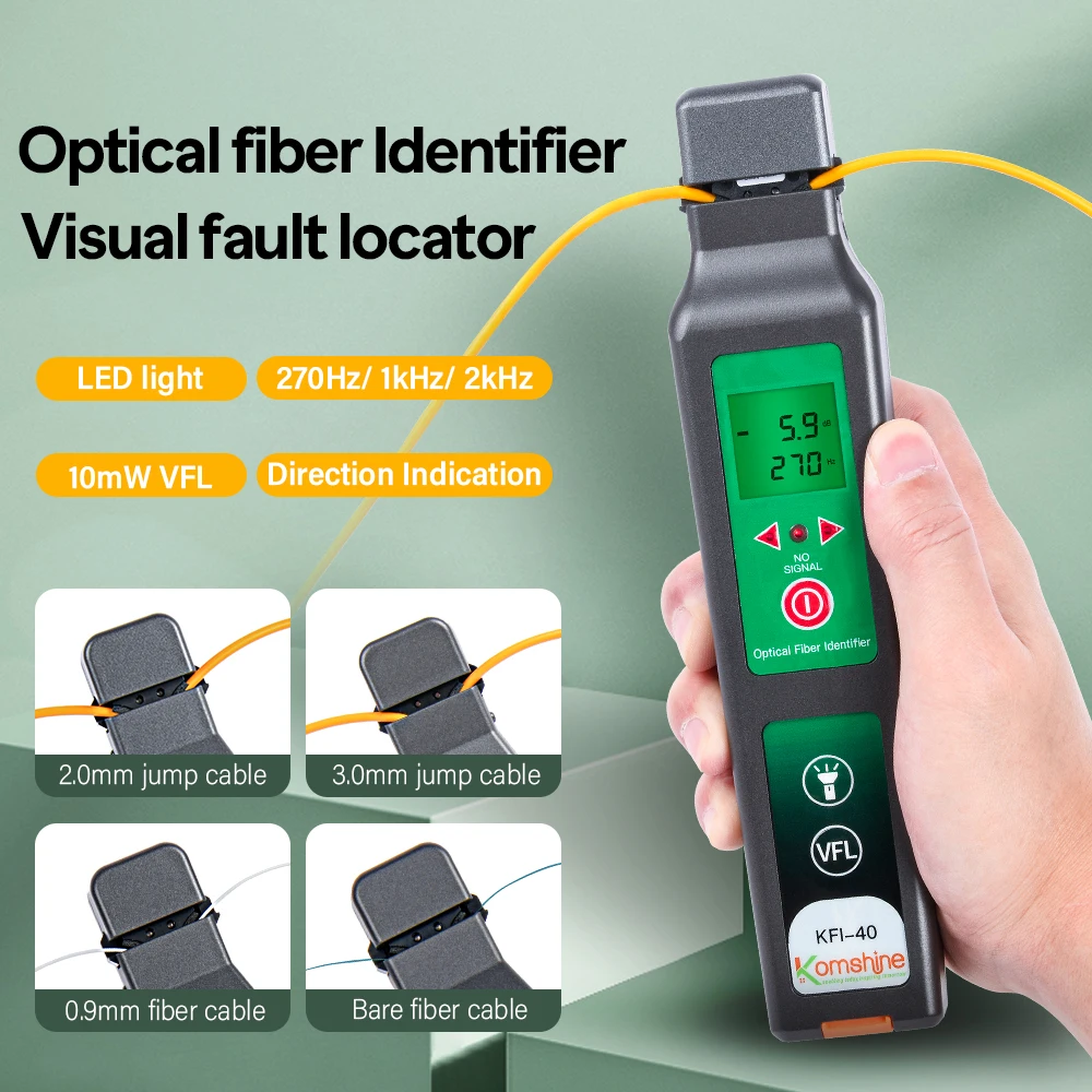 New Upgrade Komshine KFI-40 Optical Fiber Identifier Identificador De Trafico FTTH 800-1700 Come With 10mW VFL