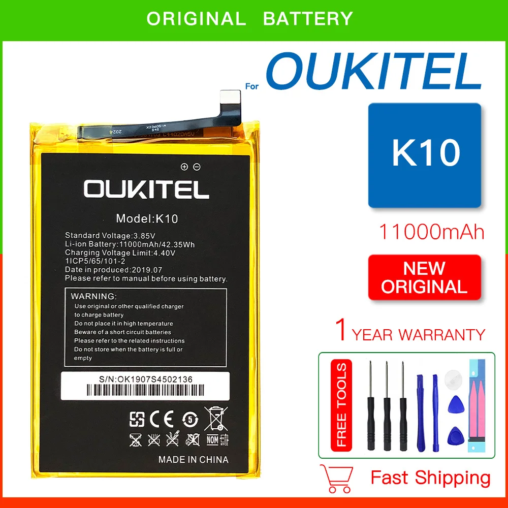 

100% Genuine Oukitel 100% Original 11000mAh K10 Battery For Oukitel K10 Phone High quality Mobile Batteria + FREE Kit Tools