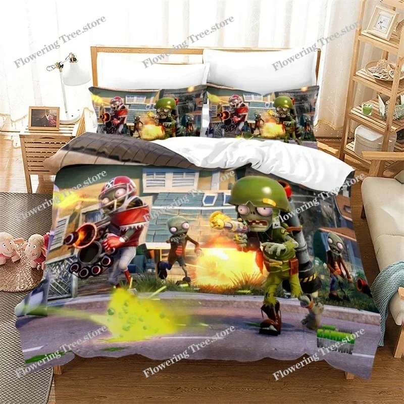 

New Plant Zombie Pattern Cartoon Duvet Cover Set Pillowcase Twin Full Queen King 3d Bedding Set Single Double Size Home Textile