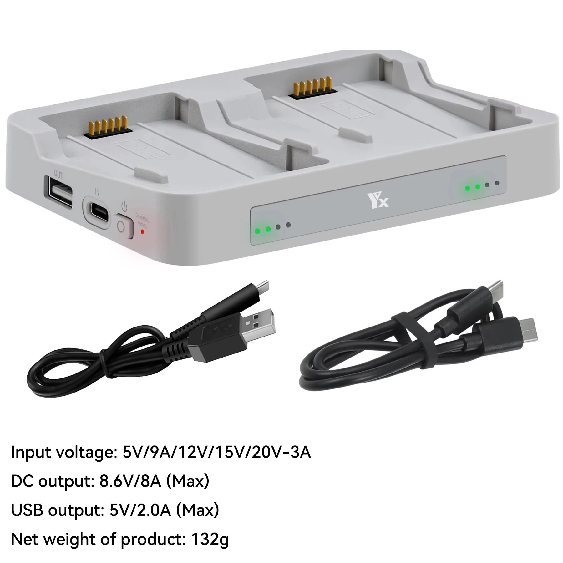 شاحن بطارية محمول لـ DJI Flip، ملحقات طائرة بدون طيار ذات بطارية مزدوجة، محور شحن سريع، شحن بطاريتين في التسلسل