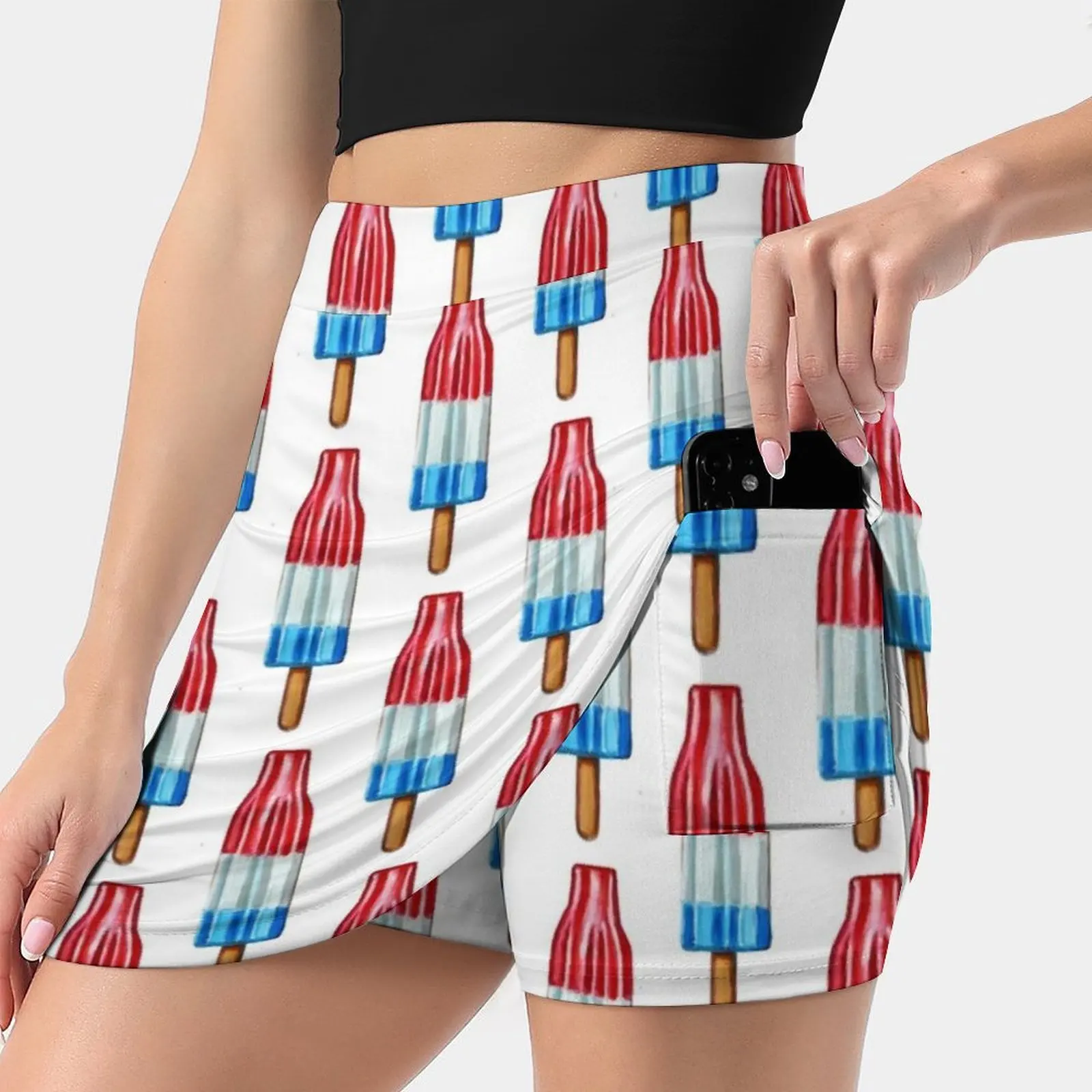 Hand Painted Rocket Pop Art Women's skirt Sport Skort Skirt With Pocket Fashion Korean Style Skirt 4Xl Skirts Rocket Pop Bomb